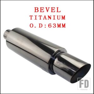 汎用 モト排気システムマフラーテールパイプステンレス外径 63 76 mmアウトレット 101mmベベル圧着 - TITANIUM 63MM
