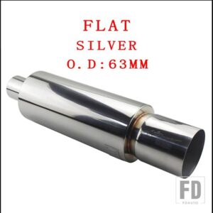 汎用 モト排気システムマフラーテールパイプステンレス外径 63 76 mmアウトレット 101mmベベル圧着 - SILVER 63MM2