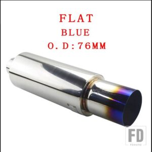 汎用 モト排気システムマフラーテールパイプステンレス外径 63 76 mmアウトレット 101mmベベル圧着 - BLUE 76MM5