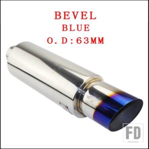 汎用 モト排気システムマフラーテールパイプステンレス外径 63 76 mmアウトレット 101mmベベル圧着 - BLUE 63MM