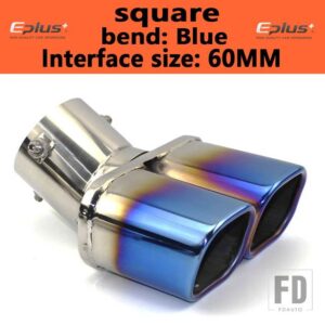 汎用 ステンレスマフラーマフラーテールパイプアウトレットノズルエンドプレーンエンド 1 2 ダブルアウト ID 60mm 75mm - bending blue 60MM3