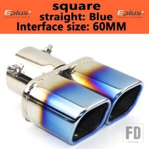 汎用 ステンレスマフラーマフラーテールパイプアウトレットノズルエンドプレーンエンド 1 2 ダブルアウト ID 60mm 75mm - straight blue 60MM5
