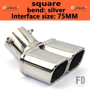 汎用 ステンレスマフラーマフラーテールパイプアウトレットノズルエンドプレーンエンド 1 2 ダブルアウト ID 60mm 75mm - bending silver 75MM6