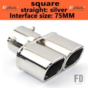 汎用 ステンレスマフラーマフラーテールパイプアウトレットノズルエンドプレーンエンド 1 2 ダブルアウト ID 60mm 75mm - straight silver 75MM8