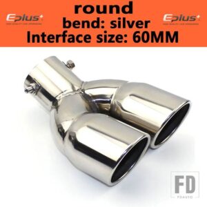 汎用 ステンレスマフラーマフラーテールパイプアウトレットノズルエンドプレーンエンド 1 2 ダブルアウト ID 60mm 75mm - bending silver 60MM