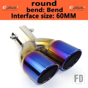 汎用 ステンレスマフラーマフラーテールパイプアウトレットノズルエンドプレーンエンド 1 2 ダブルアウト ID 60mm 75mm - bending blue 60MM