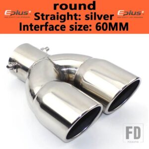 汎用 ステンレスマフラーマフラーテールパイプアウトレットノズルエンドプレーンエンド 1 2 ダブルアウト ID 60mm 75mm - straight silver 60MM