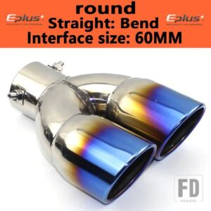 汎用 ステンレスマフラーマフラーテールパイプアウトレットノズルエンドプレーンエンド 1 2 ダブルアウト ID 60mm 75mm - straight blue 60MM