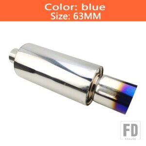 汎用 排気システムテールパイプマフラーステンレスマフラー大型インターフェース 63mm 76 mm SES BOMBAS - BLUE 63MM