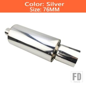 汎用 排気システムテールパイプマフラーステンレスマフラー大型インターフェース 63mm 76 mm SES BOMBAS - SILVER 76MM