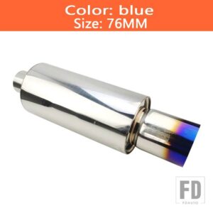 汎用 排気システムテールパイプマフラーステンレスマフラー大型インターフェース 63mm 76 mm SES BOMBAS - BLUE 76MM