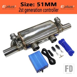 汎用 バルブマフラーワイヤレスリモート真空バルブステンレスマフラー T 字型 2 で 2 ID 51 63 70 76 - 51mm6
