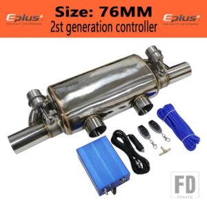 汎用 バルブマフラーワイヤレスリモート真空バルブステンレスマフラー T 字型 2 で 2 ID 51 63 70 76 - 76mm9