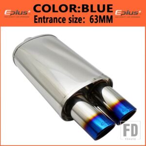 汎用 カーアクセサリー排気システムマフラーパイプポリッシュステンレスバーニングブルーサイレンサーダブル輸出 63mm - BLUE 63MM