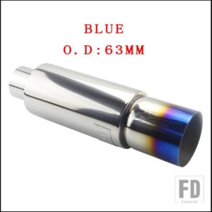 汎用 車バイク排気システムマフラー先端ステンレス ID 51mm 57 mm 63mmアウトレット 90mmスタイリングサイレンサーテールパイプ - BLUE 63MM