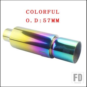 汎用 車バイク排気システムマフラー先端ステンレス ID 51mm 57 mm 63mmアウトレット 90mmスタイリングサイレンサーテールパイプ - COLORFUL 57MM