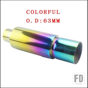 汎用 車バイク排気システムマフラー先端ステンレス ID 51mm 57 mm 63mmアウトレット 90mmスタイリングサイレンサーテールパイプ - COLORFUL 63MM
