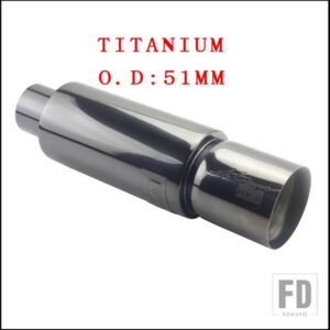 汎用 車バイク排気システムマフラー先端ステンレス ID 51mm 57 mm 63mmアウトレット 90mmスタイリングサイレンサーテールパイプ - TITANIUM 51MM