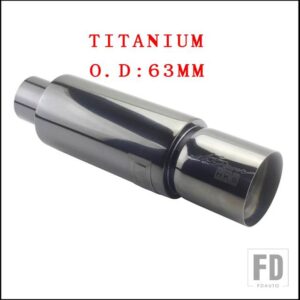 汎用 車バイク排気システムマフラー先端ステンレス ID 51mm 57 mm 63mmアウトレット 90mmスタイリングサイレンサーテールパイプ - TITANIUM 63MM