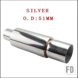 汎用 車バイク排気システムマフラー先端ステンレス ID 51mm 57 mm 63mmアウトレット 90mmスタイリングサイレンサーテールパイプ - SILVER 51MM