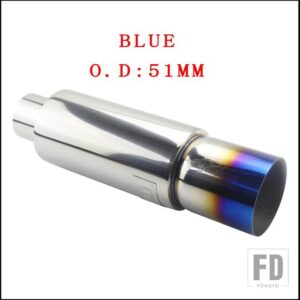 汎用 車バイク排気システムマフラー先端ステンレス ID 51mm 57 mm 63mmアウトレット 90mmスタイリングサイレンサーテールパイプ - BLUE 51MM