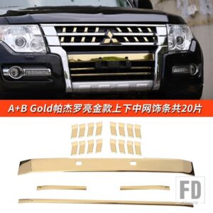 パジェロアクセサリー V87V93V95V97V98 中央ネット吸気グリルトリムカバーパジェロ IO フルネット装飾ストリップ - AB Gold