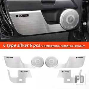 トヨタ 06-22 年 FJ クルーザーアクセサリーステッカー室内装飾ドア音響カバーマルチトーンクラクソンホーン - C Type silver 6pcs