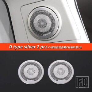 トヨタ 06-22 年 FJ クルーザーアクセサリーステッカー室内装飾ドア音響カバーマルチトーンクラクソンホーン - D Type silver 2pcs