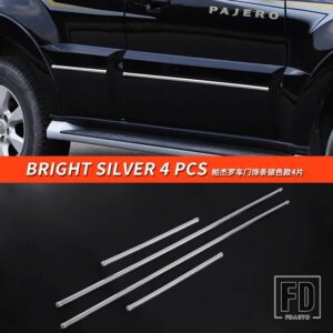 三菱 パジェロアクセサリー V93V97V98 ドアトリムカバーパジェロ IO フルピニンモンテロ外装装飾 - Bright Silver 4 PCS