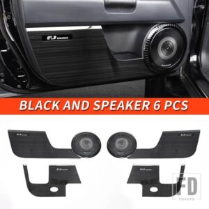 トヨタ 06-21 年 FJ クルーザーアクセサリー内装ドアガードプレートステンレス装飾 - Black and speaker