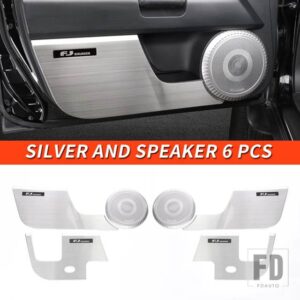 トヨタ 06-21 年 FJ クルーザーアクセサリー内装ドアガードプレートステンレス装飾 - Silver and speaker