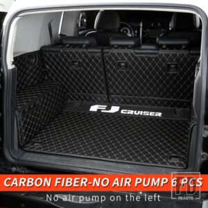 トヨタ 06-21 年 FJ クルーザーアクセサリー内装トランクマット完全包囲装飾革パッド - Carbon fiber-No pump