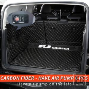 トヨタ 06-21 年 FJ クルーザーアクセサリー内装トランクマット完全包囲装飾革パッド - Carbonfiber-HavePump