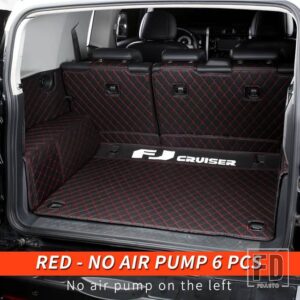 トヨタ 06-21 年 FJ クルーザーアクセサリー内装トランクマット完全包囲装飾革パッド - Red - No air pump
