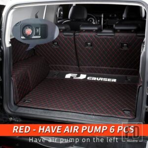 トヨタ 06-21 年 FJ クルーザーアクセサリー内装トランクマット完全包囲装飾革パッド - Red - Have air pump