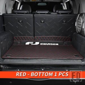 トヨタ 06-21 年 FJ クルーザーアクセサリー内装トランクマット完全包囲装飾革パッド - Red - Bottom
