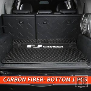 トヨタ 06-21 年 FJ クルーザーアクセサリー内装トランクマット完全包囲装飾革パッド - Carbon fiber-Bottom