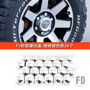 06-21 年 TOTOTA FJ クルーザーアクセサリー外装ホイールハブナットボルト防錆装飾カバー - Silver - 26 pcs
