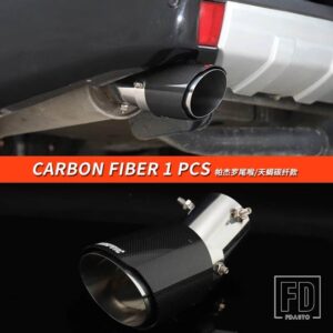 三菱 パジェロアクセサリーテールスロートエキゾーストパイプテールセクションノイズリダクションパジェロIOFULL PININ V73V75V77V87V93V95V97 - Carbon Fiber