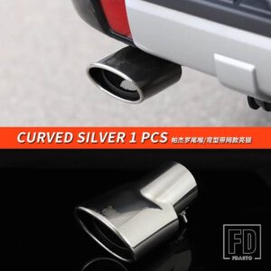 三菱 パジェロアクセサリーテールスロートエキゾーストパイプテールセクションノイズリダクションパジェロIOFULL PININ V73V75V77V87V93V95V97 - Curved Silver