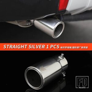 三菱 パジェロアクセサリーテールスロートエキゾーストパイプテールセクションノイズリダクションパジェロIOFULL PININ V73V75V77V87V93V95V97 - straight silver