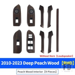 高構成ピーチウッドインテリアハンドルセンターコンソールランドクルーザープラド 150 2010-2023LC150 アクセサリー - Black RHD 9 PCS