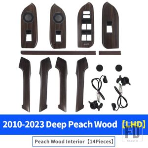 高構成ピーチウッドインテリアハンドルセンターコンソールランドクルーザープラド 150 2010-2023LC150 アクセサリー - Black LHD 14 PCS