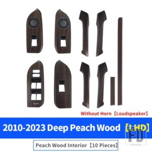 高構成ピーチウッドインテリアハンドルセンターコンソールランドクルーザープラド 150 2010-2023LC150 アクセサリー - Black LHD 10 PCS