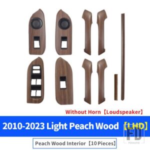 高構成ピーチウッドインテリアハンドルセンターコンソールランドクルーザープラド 150 2010-2023LC150 アクセサリー - Brown LHD 10 PCS