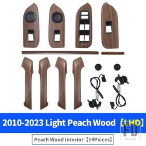 高構成ピーチウッドインテリアハンドルセンターコンソールランドクルーザープラド 150 2010-2023LC150 アクセサリー - Brown LHD 14 PCS
