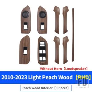 高構成ピーチウッドインテリアハンドルセンターコンソールランドクルーザープラド 150 2010-2023LC150 アクセサリー - Brown RHD 9 PCS
