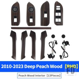 高構成ピーチウッドインテリアハンドルセンターコンソールランドクルーザープラド 150 2010-2023LC150 アクセサリー - Black RHD 13 PCS