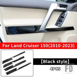 トヨタ プラド 150 FJ150 LC150 2021-2010 2020 インテリアドア装飾ハイライトストリップアクセサリーステンレスドアパネル - Black