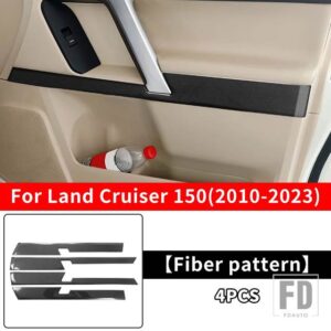 トヨタ プラド 150 FJ150 LC150 2021-2010 2020 インテリアドア装飾ハイライトストリップアクセサリーステンレスドアパネル - Fiber pattern